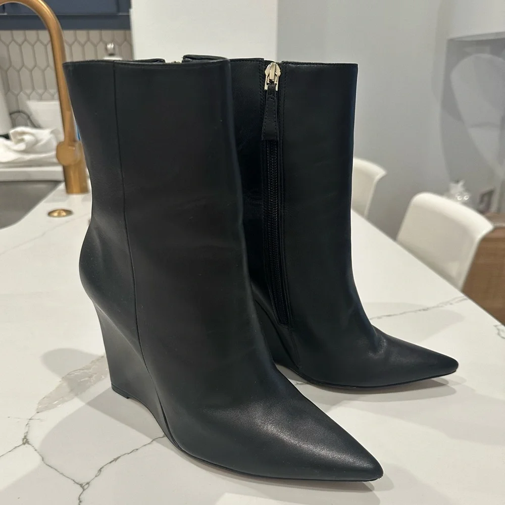ALEXANDRE BIRMAN -  Angelina 100 Leather Wedge Bootie - Size 37 - Picture 3 of 5